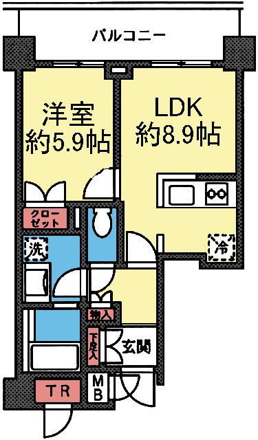 対面式キッチンの1LDK