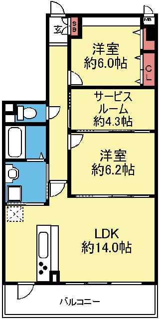 南西向きの2SLDK