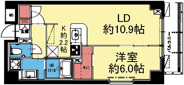 対面式キッチンの1LDK