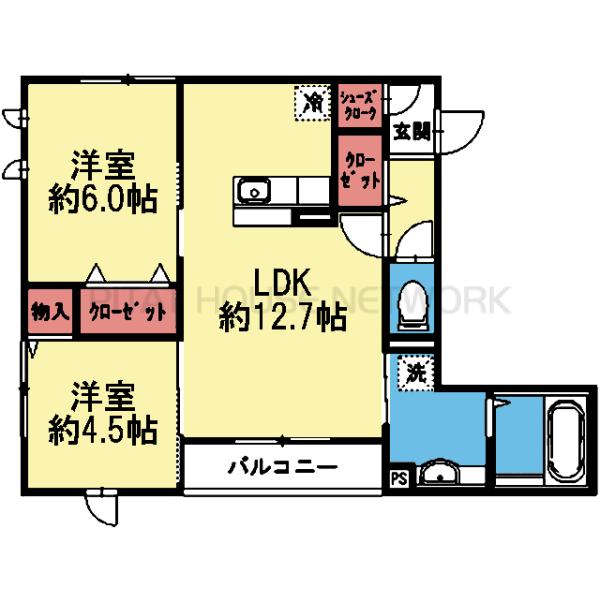 収納豊富な2LDK
