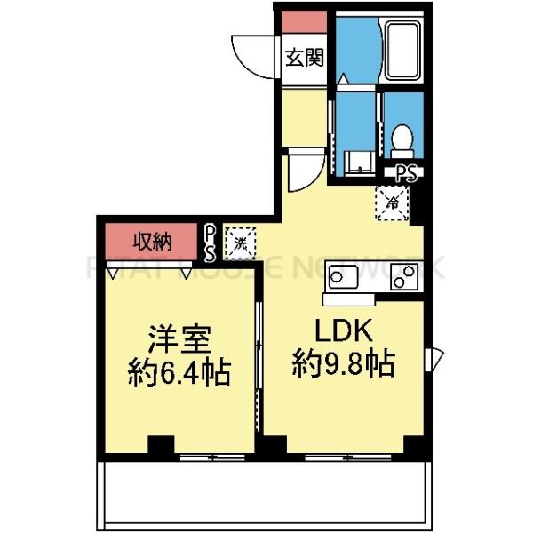 2面採光角部屋の1LDK