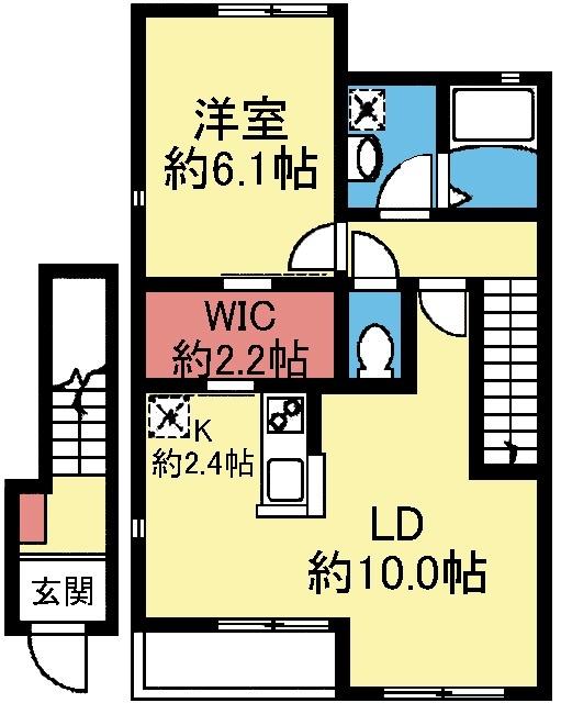 ウォークスルークローゼット付き1LDK