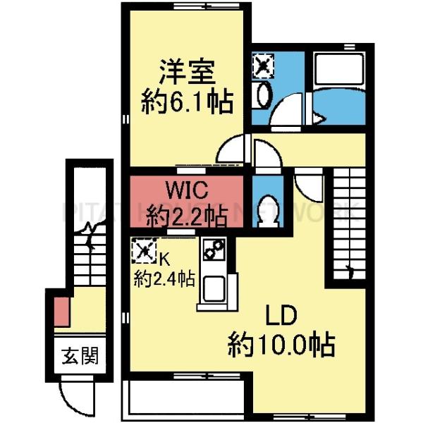 ウォークスルークローゼット付き1LDK