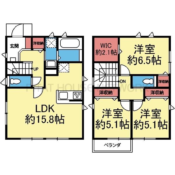 3室とも2面採光洋室の3LDK