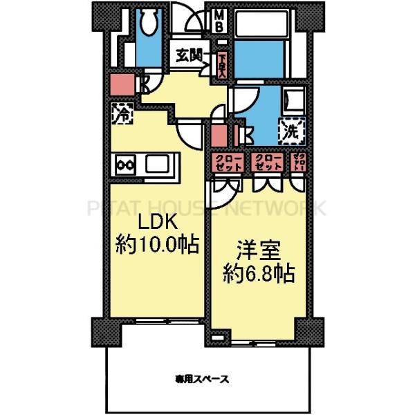 対面式キッチンの1LDK