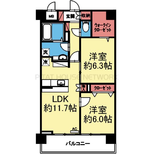 収納豊富な2LDK