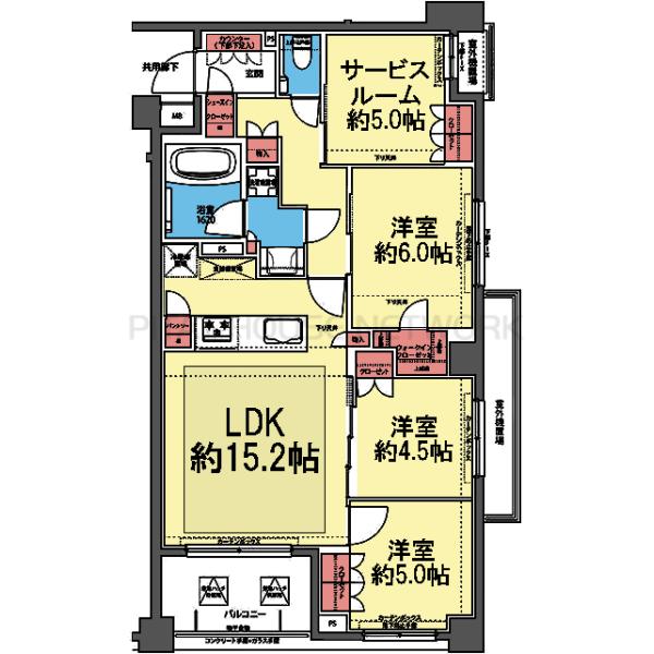 南東向きの角部屋です
