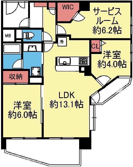 全室フローリングの2SLDK