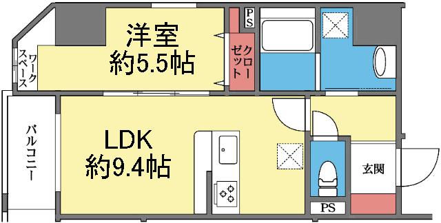 ワークスペース付き1LDK