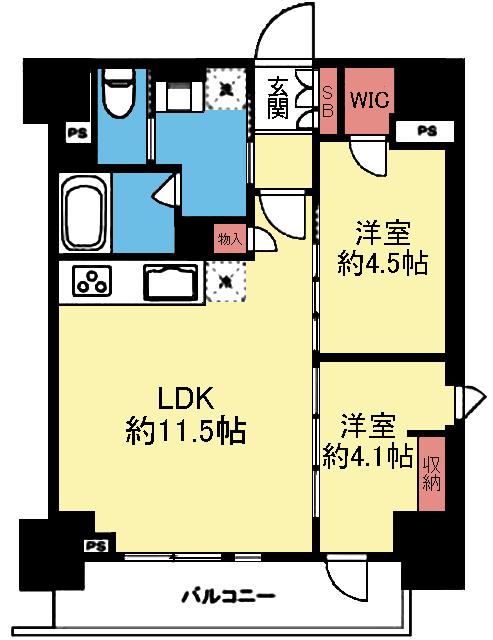 2室とも洋室の2LDK