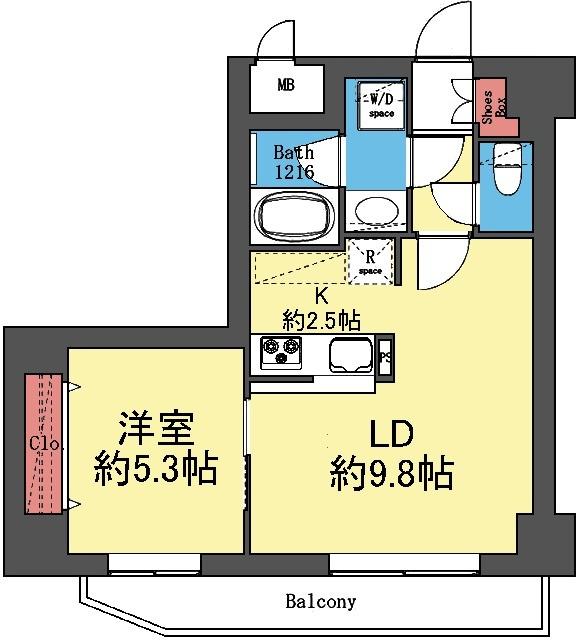 対面式キッチンの1LDK