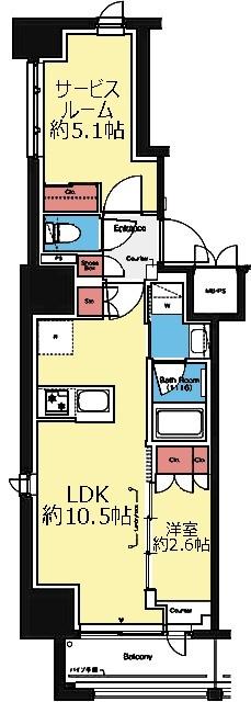 三方角部屋の1SLDK