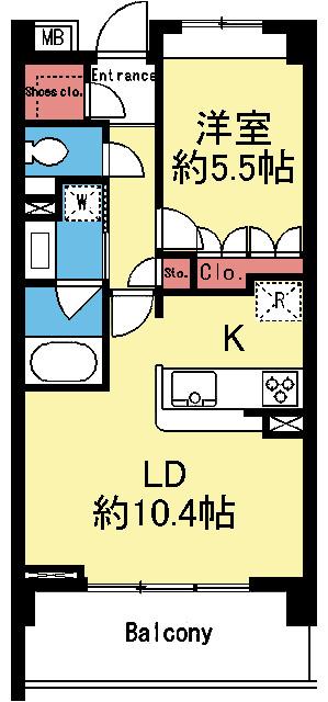 対面式キッチンの1LDK
