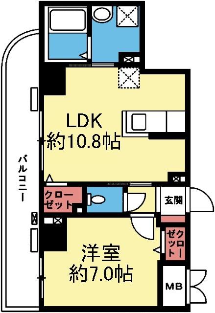 収納豊富な1LDK