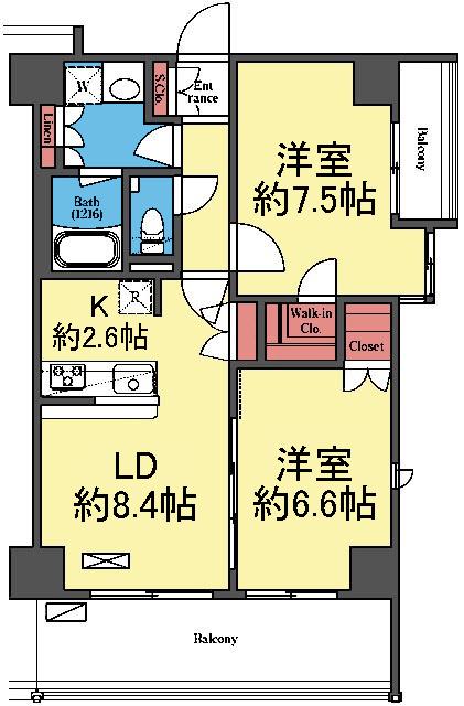 最上階の角部屋です