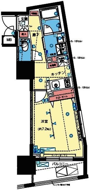 2面採光角部屋の1K