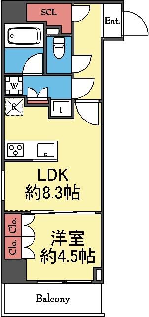 対面式キッチンの1LDK