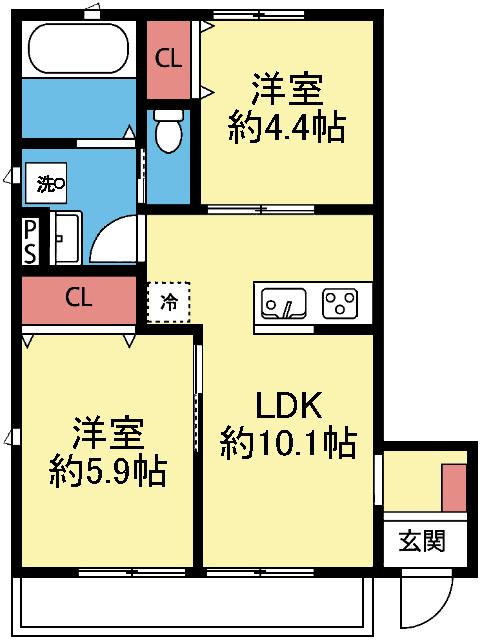 南東向き西側角部屋です