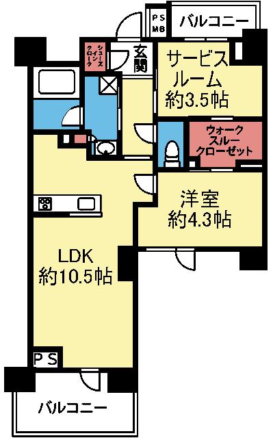 ウォークスルークローゼット付き1SLDK