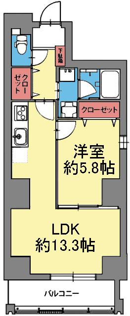 玄関収納豊富な1LDK