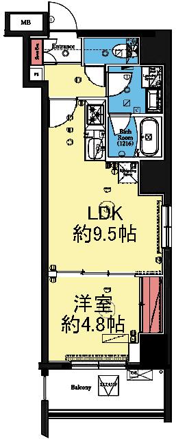 南東向き1LDK