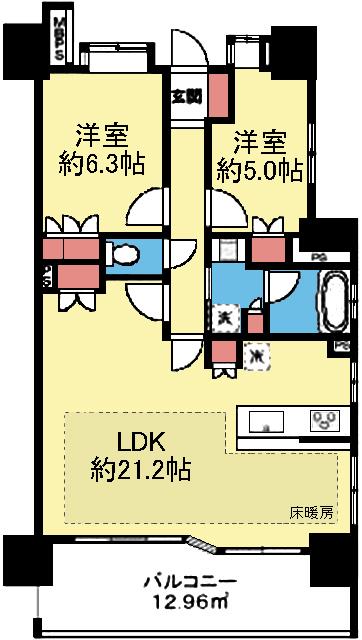 床暖房付き2LDK