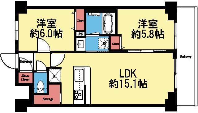 2室とも洋室の2LDK