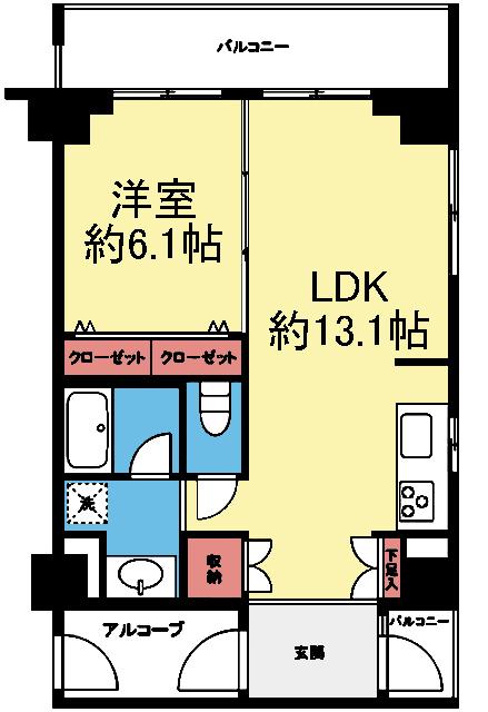 収納豊富な1LDK