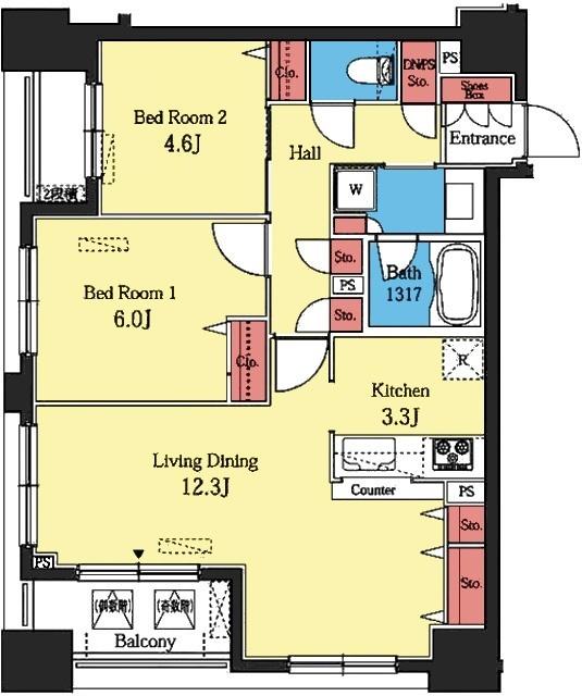 2面採光の角部屋です