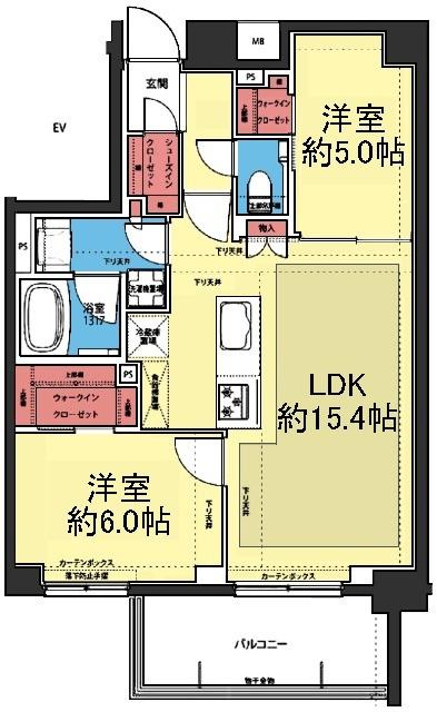 収納豊富な2LDK