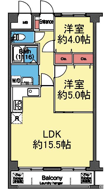 南西向き2LDK