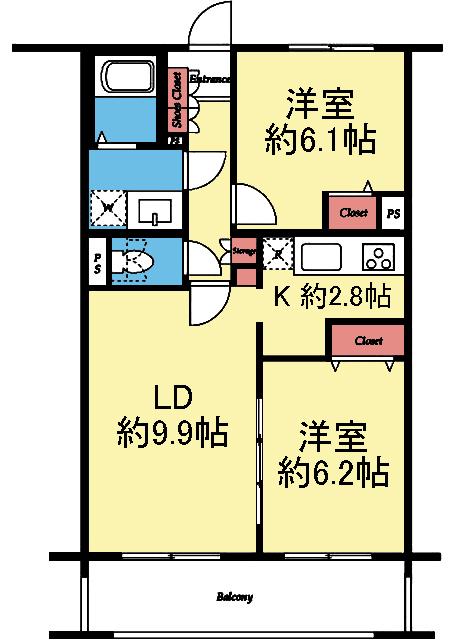 南西向き2LDK