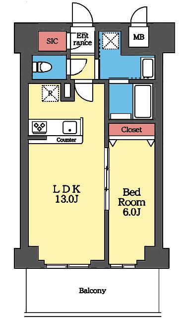 東向き1LDK