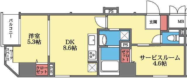 ワークスペース付き1SLDK