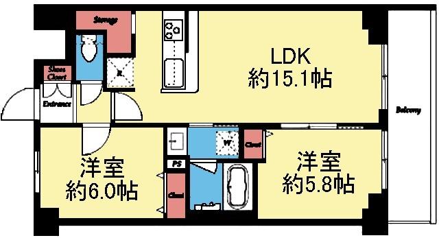 南東向き2LDK