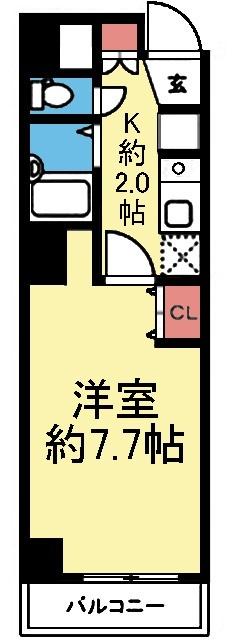 東向き1K