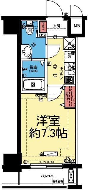 南東向き1K