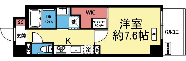 WIC内にワークコーナー付き
