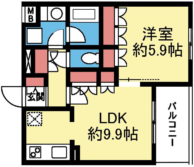 収納豊富な1LDK