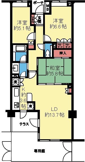 庭付き3LDK！