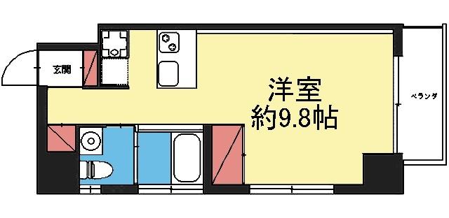 9.8帖の広いワンルーム