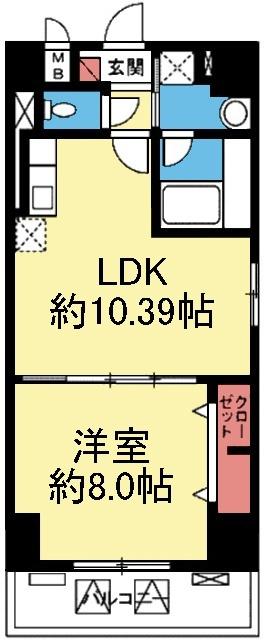 2面採光の1LDK