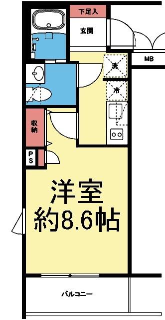 南向き1K