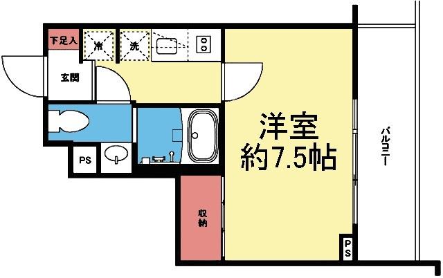 7.5帖の広い1K
