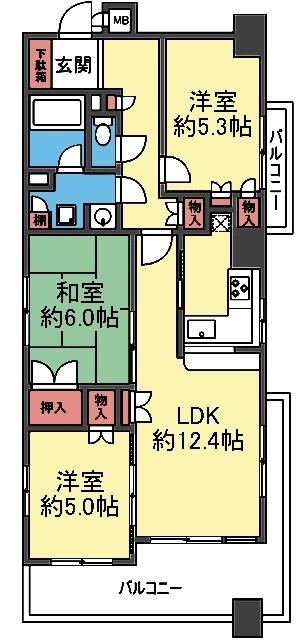 最上階の角部屋です