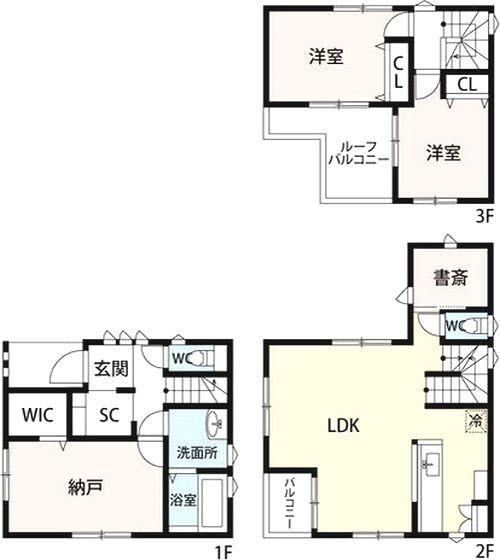 旭町3丁目戸建て 間取り図画像