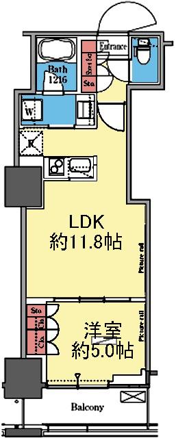 対面式キッチンの1LDK