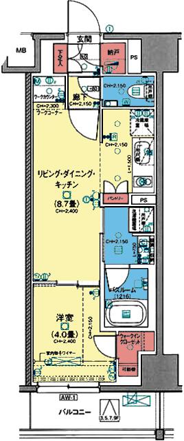 収納豊富な1LDK