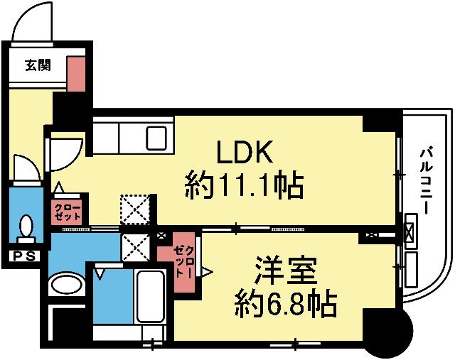収納豊富な1LDK