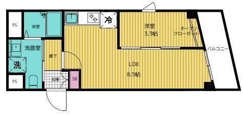 ｂ’ＣＡＳＡ武蔵小杉Ⅱ 間取り図画像